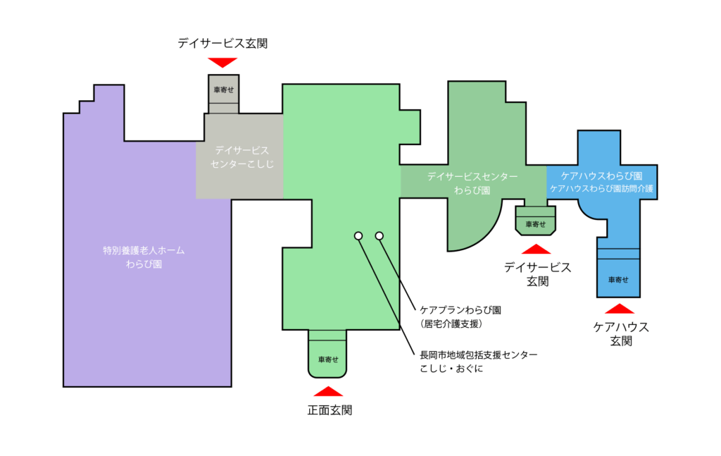 高齢者総合福祉施設わらび園案内図